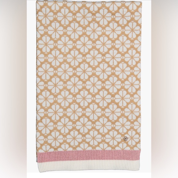 Kate Spade Flower Stripe Knit Scarf in Roasted Cashew - Picture 1 of 4